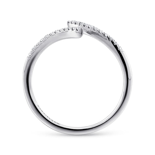 14K White Gold Bypass Open Diamond Ring