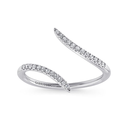 14K White Gold Bypass Open Diamond Ring