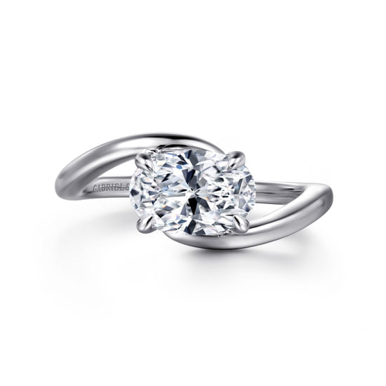 Gabriel - 14K White Gold Bypass Oval Diamond Engagement Ring