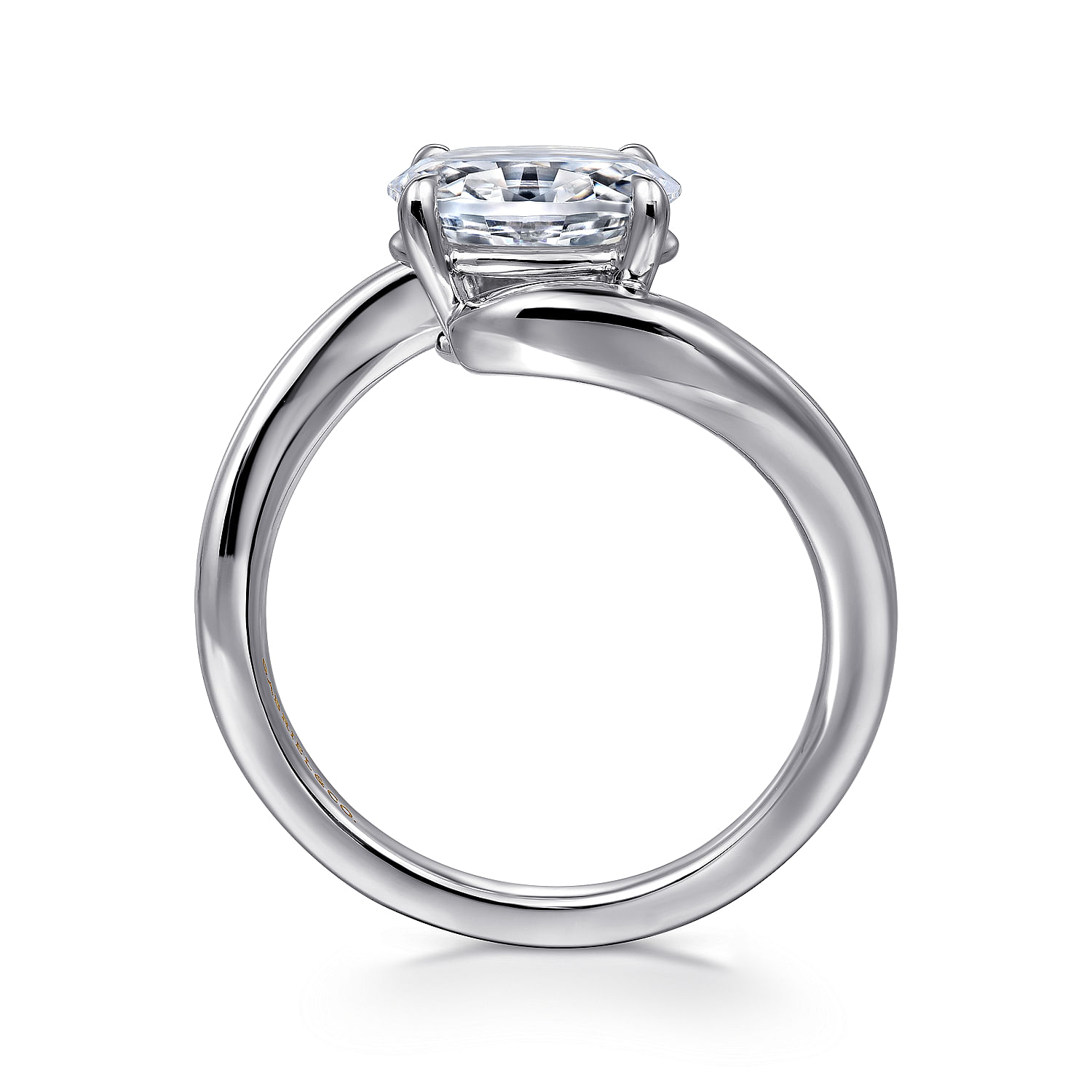 14K White Gold Bypass Oval Diamond Engagement Ring