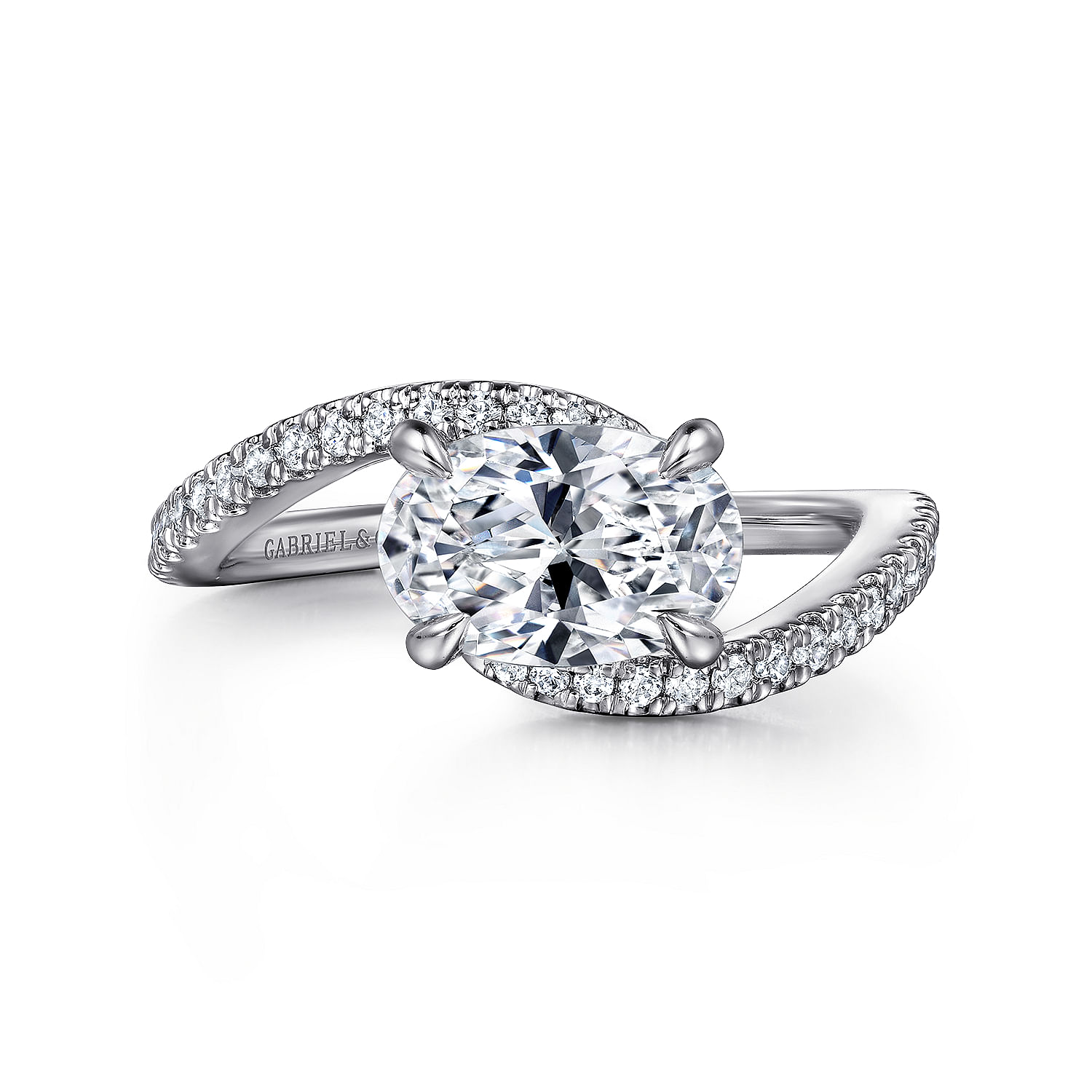 Gabriel - 14K White Gold Bypass Oval Diamond Engagement Ring