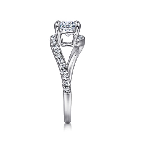 14K White Gold Bypass Oval Diamond Engagement Ring