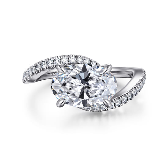 Gabriel - 14K White Gold Bypass Oval Diamond Engagement Ring