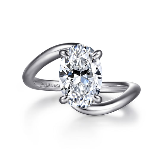 Gabriel - 14K White Gold Bypass Oval Diamond Engagement Ring