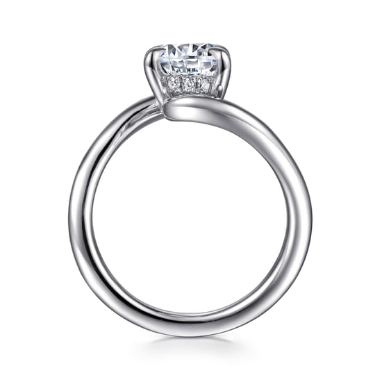 14K White Gold Bypass Oval Diamond Engagement Ring angle 2