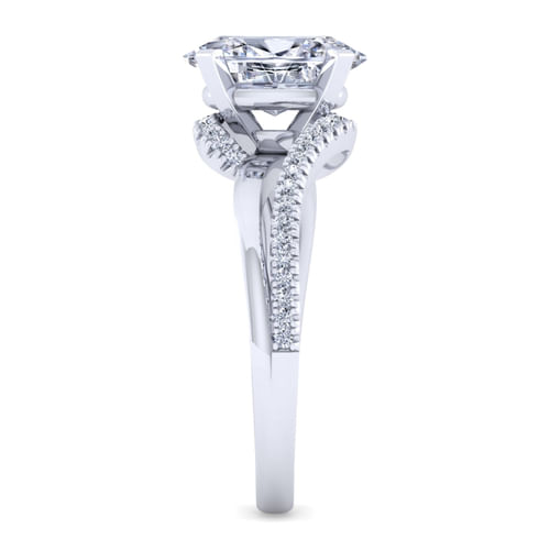 14K White Gold Bypass Oval Diamond Engagement Ring