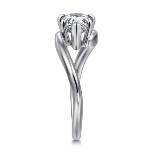 14K White Gold Bypass Pear Shape Diamond Engagement Ring