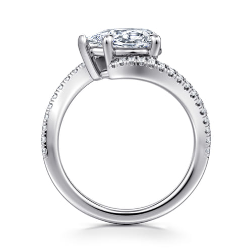 14K White Gold Bypass Pear Shape Diamond Engagement Ring