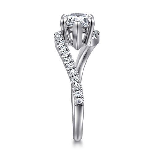 14K White Gold Bypass Pear Shape Diamond Engagement Ring