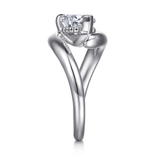 14K White Gold Bypass Pear Shape Diamond Engagement Ring