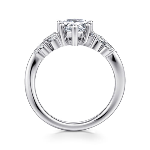 14K White Gold Bypass Pear Shape Diamond Engagement Ring