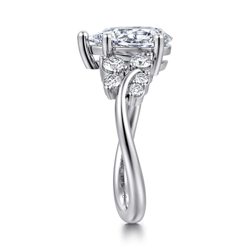 14K White Gold Bypass Pear Shape Diamond Engagement Ring