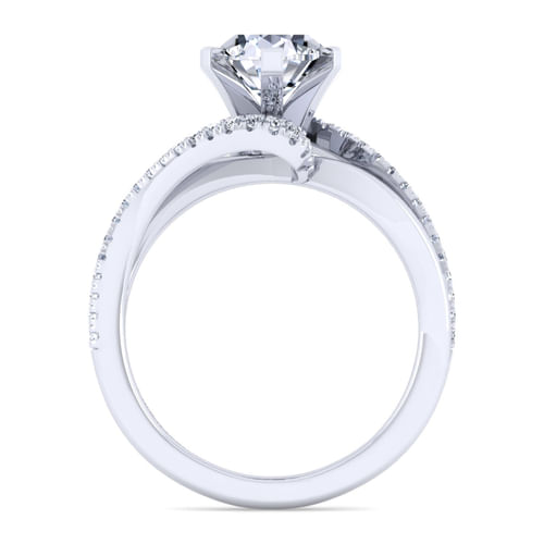 14K White Gold Bypass Pear Shape Diamond Engagement Ring