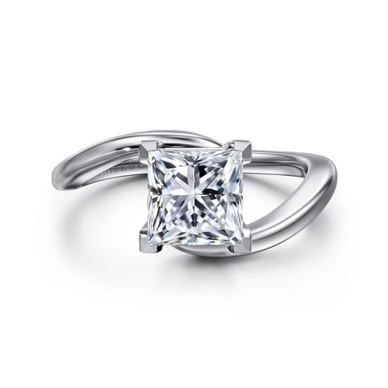 Gabriel - 14K White Gold Bypass Princess Cut Diamond Engagement Ring