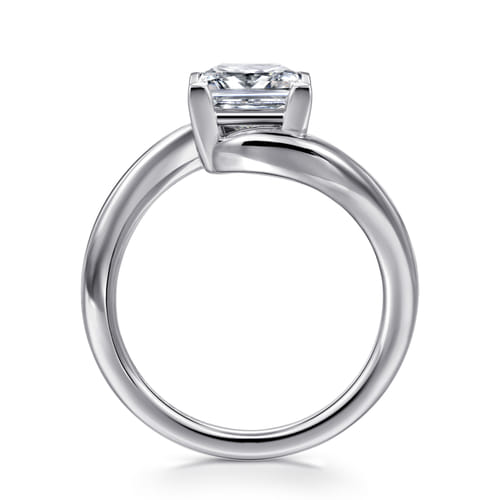 14K White Gold Bypass Princess Cut Diamond Engagement Ring