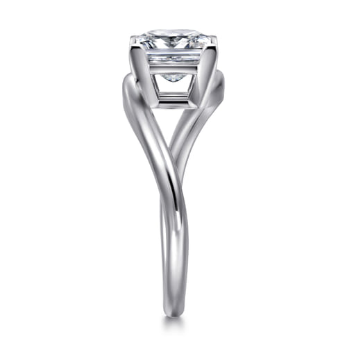 14K White Gold Bypass Princess Cut Diamond Engagement Ring