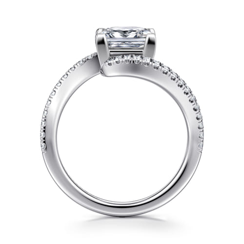 14K White Gold Bypass Princess Cut Diamond Engagement Ring