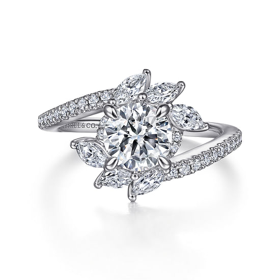 Gabriel - 14K White Gold Bypass Round Diamond Engagement Ring