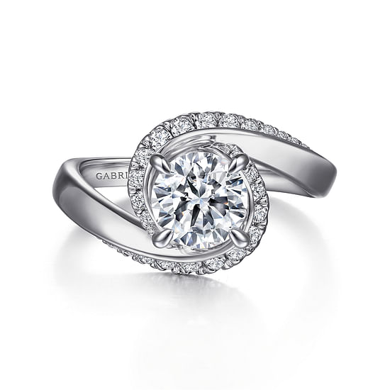 Gabriel - 14K White Gold Bypass Round Diamond Engagement Ring