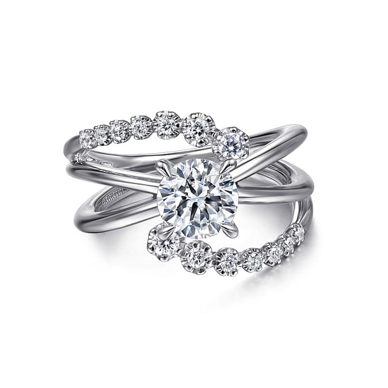 Gabriel - 14K White Gold Bypass Round Diamond Engagement Ring