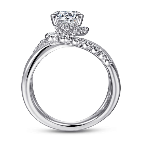 14K White Gold Bypass Round Diamond Engagement Ring