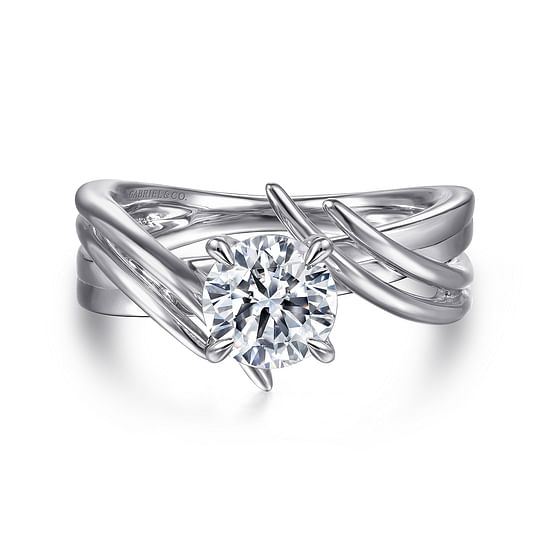 Gabriel - 14K White Gold Bypass Round Diamond Engagement Ring