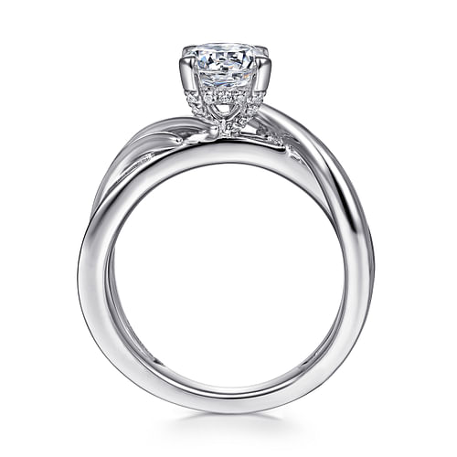 14K White Gold Bypass Round Diamond Engagement Ring