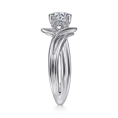 14K White Gold Bypass Round Diamond Engagement Ring