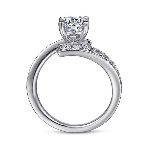 14K White Gold Bypass Round Diamond Engagement Ring