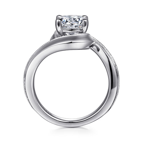 14K White Gold Bypass Round Diamond Engagement Ring