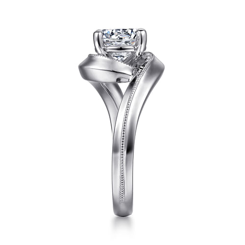 14K White Gold Bypass Round Diamond Engagement Ring