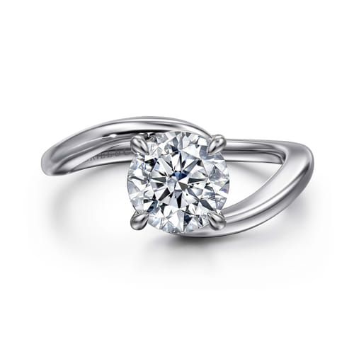 14K White Gold Bypass Round Diamond Engagement Ring