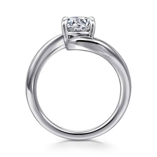 14K White Gold Bypass Round Diamond Engagement Ring