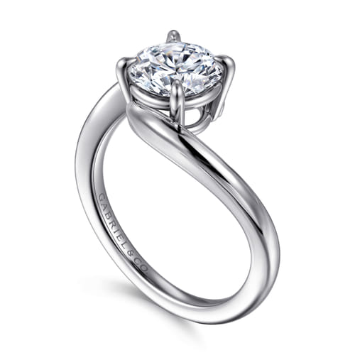 14K White Gold Bypass Round Diamond Engagement Ring