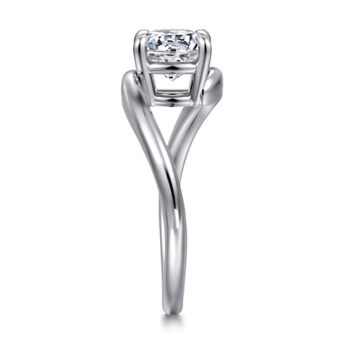 14K White Gold Bypass Round Diamond Engagement Ring