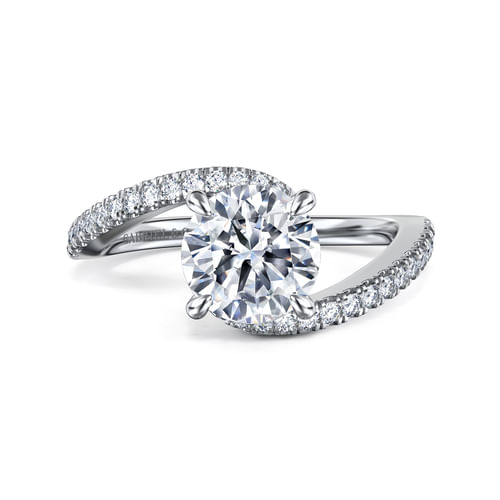 14K White Gold Bypass Round Diamond Engagement Ring