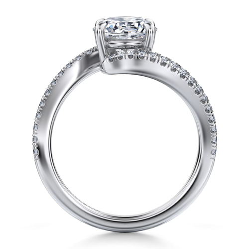 14K White Gold Bypass Round Diamond Engagement Ring