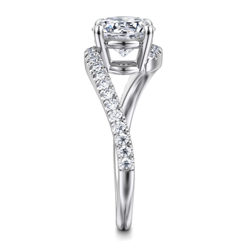 14K White Gold Bypass Round Diamond Engagement Ring