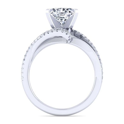 14K White Gold Bypass Round Diamond Engagement Ring