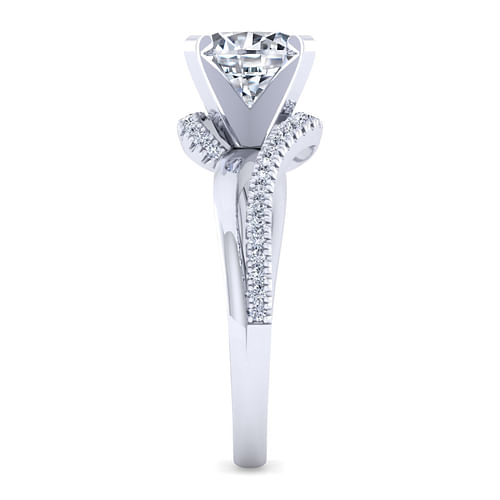 14K White Gold Bypass Round Diamond Engagement Ring