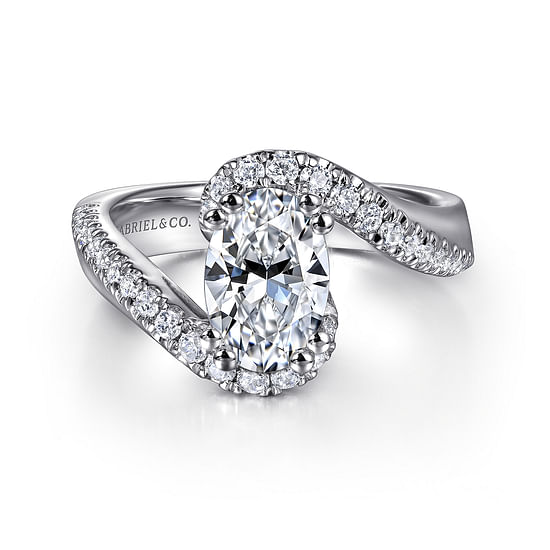 Gabriel - 14K White Gold Bypss Oval Diamond Engagement Ring