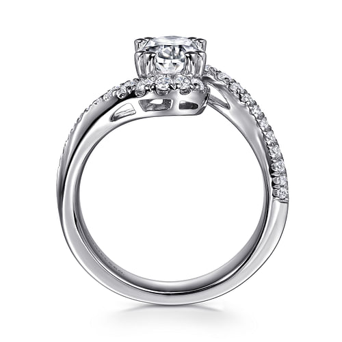 14K White Gold Bypss Oval Diamond Engagement Ring