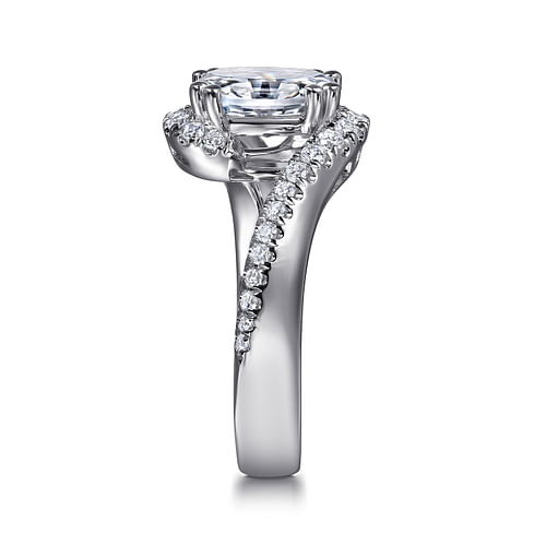 14K White Gold Bypss Oval Diamond Engagement Ring
