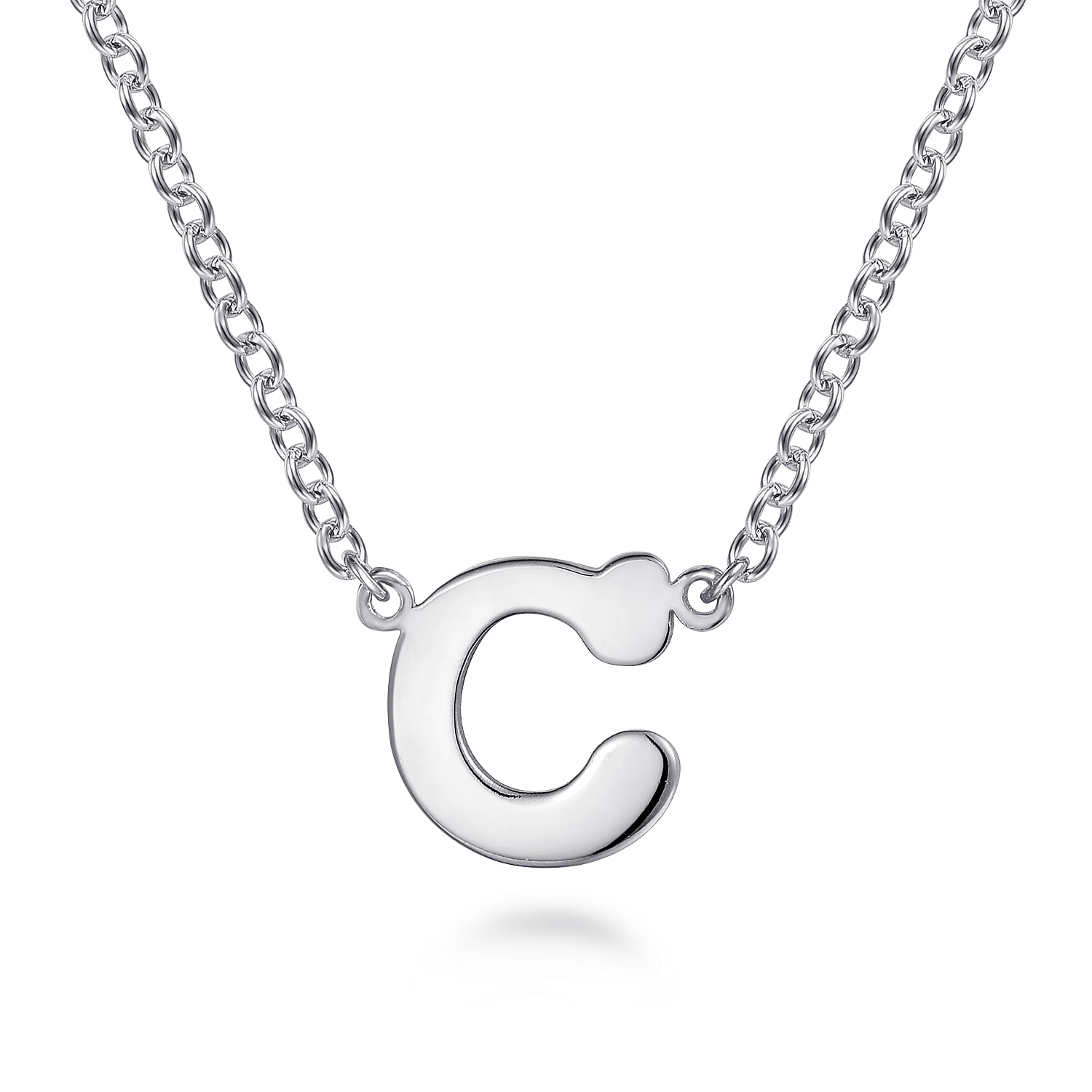 14K White Gold C Initial Necklace