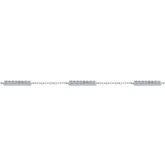 14K White Gold Chain Bracelet with Diamond Bar Stations angle 2
