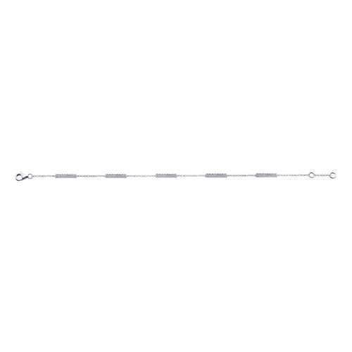 14K White Gold Chain Bracelet with Diamond Bar Stations
