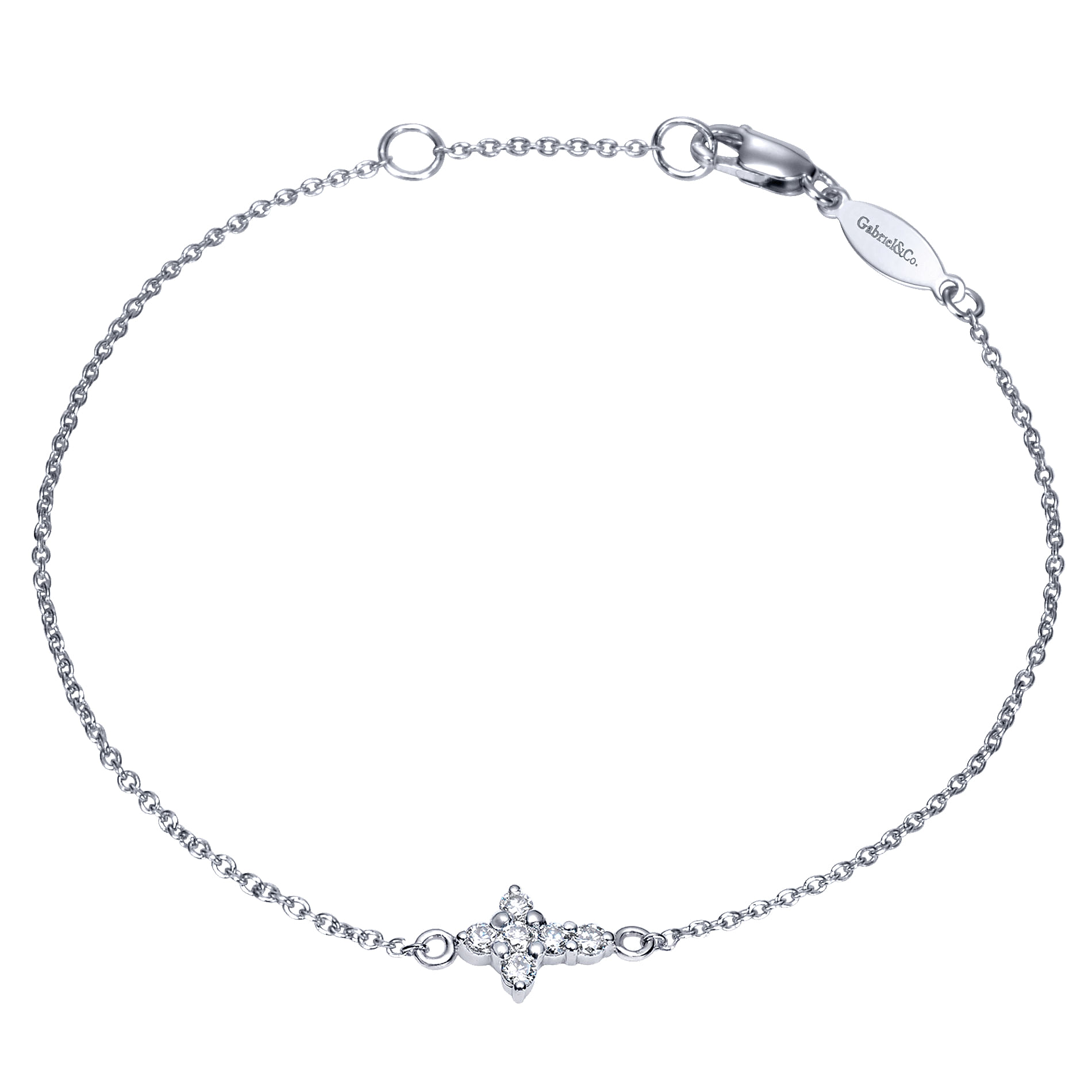 Gabriel - 14K White Gold Chain Bracelet with Diamond Cross