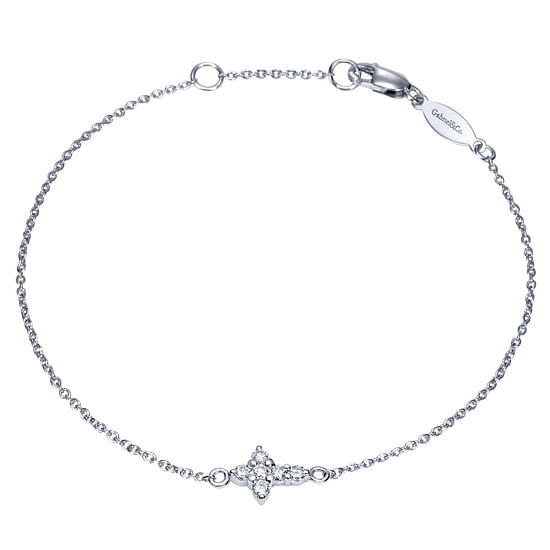 Gabriel - 14K White Gold Chain Bracelet with Diamond Cross