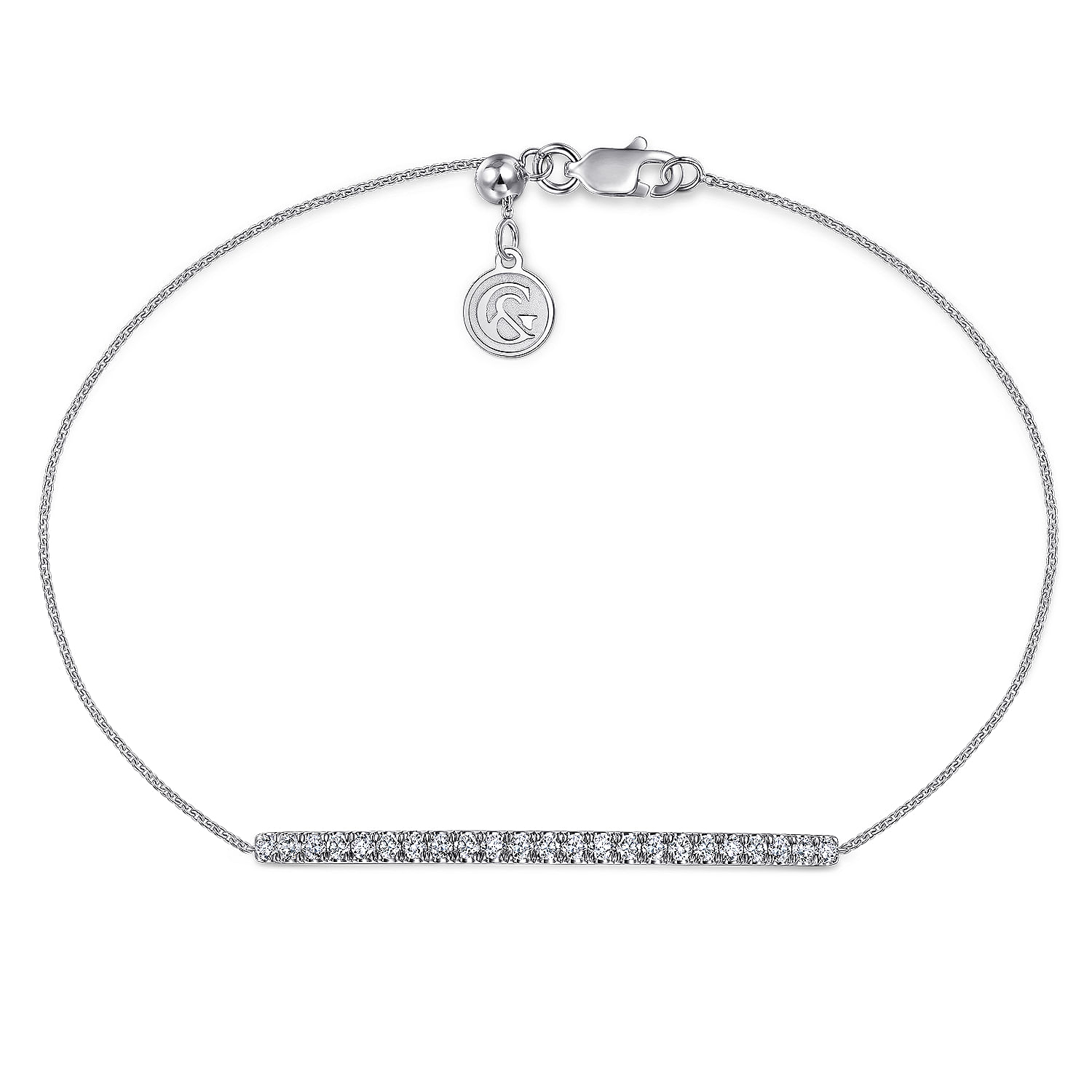 Gabriel - 14K White Gold Chain Bracelet with Pavé Diamond Bar