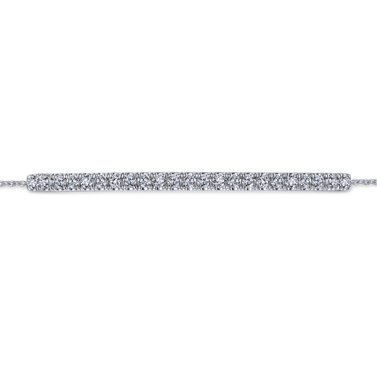14K White Gold Chain Bracelet with Pavé Diamond Bar angle 2